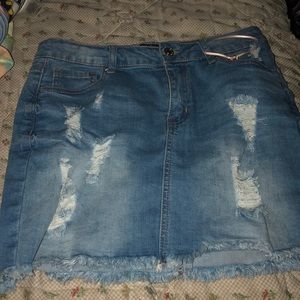 Denim cut off skirt